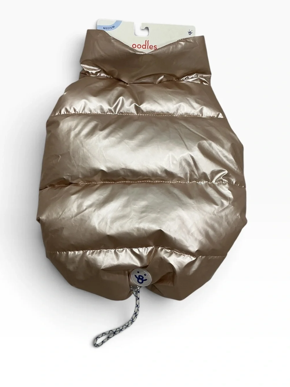 Oodles Metallic Gold Puffer Dog Jacket Size Medium Quilted Fall Winter Coat